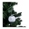 Kerstbal met kerstbomen - wit/transparant - 8 cm