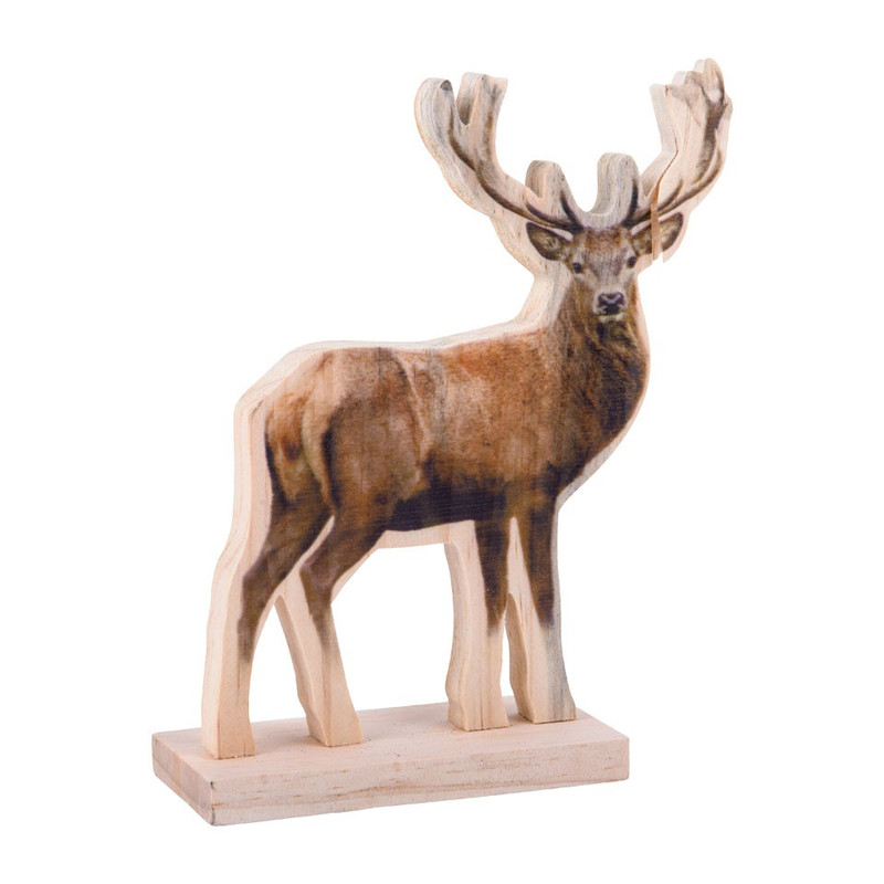Rendier hout print - 17,5 x 14 x 4 cm - S