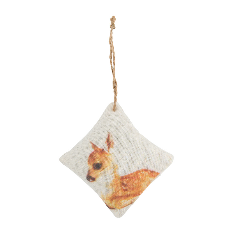 Kersthanger soft hert/rendier - 8x8 cm