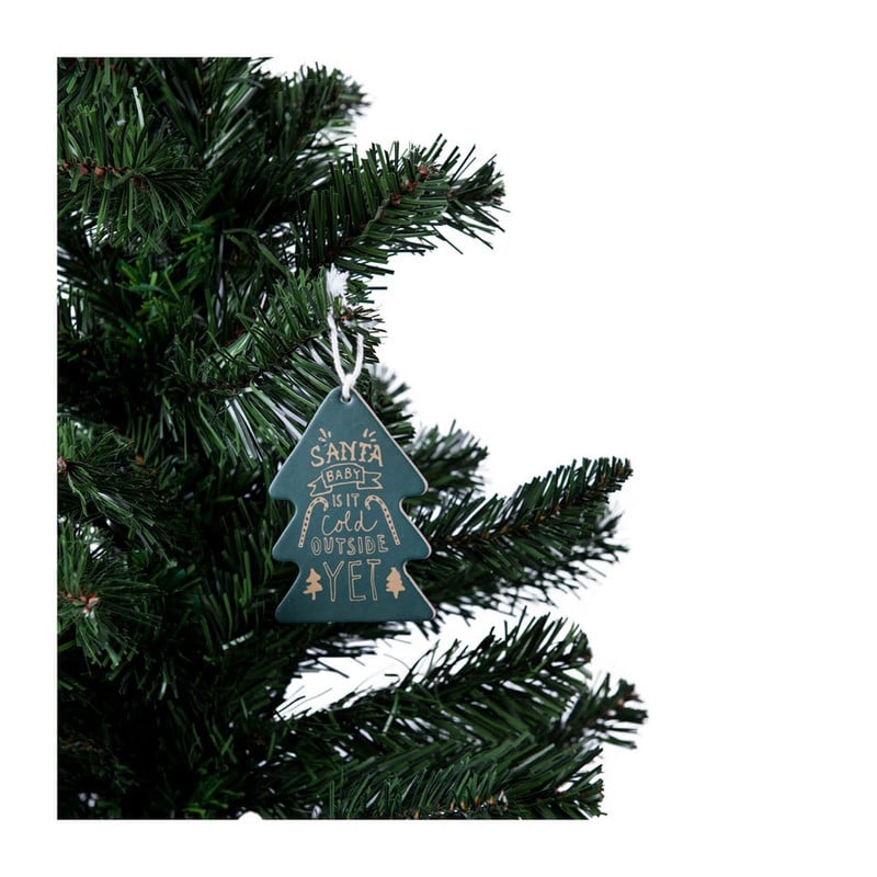 Kersthanger Santa Baby Is It Cold Outside Yet - groen - 8,5x6 cm