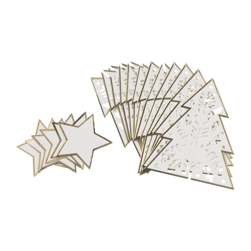 Naamkaartje kerstboom - set van 6 - 9x8 cm