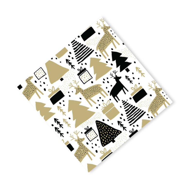 Servetten rendier boom - set van 20 - wit - 33x33 cm