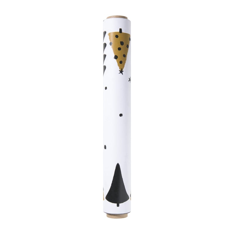 Servet 3-in-1 kerstboom - wit/zwart/goud - 40x48 cm