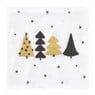 Servet kerstbomen - wit - 33x33 cm