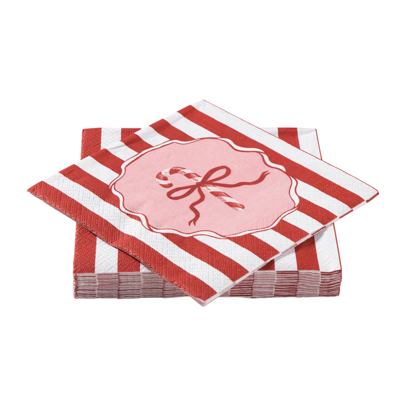 Servet candy cane - roze/rood - 33x33 cm