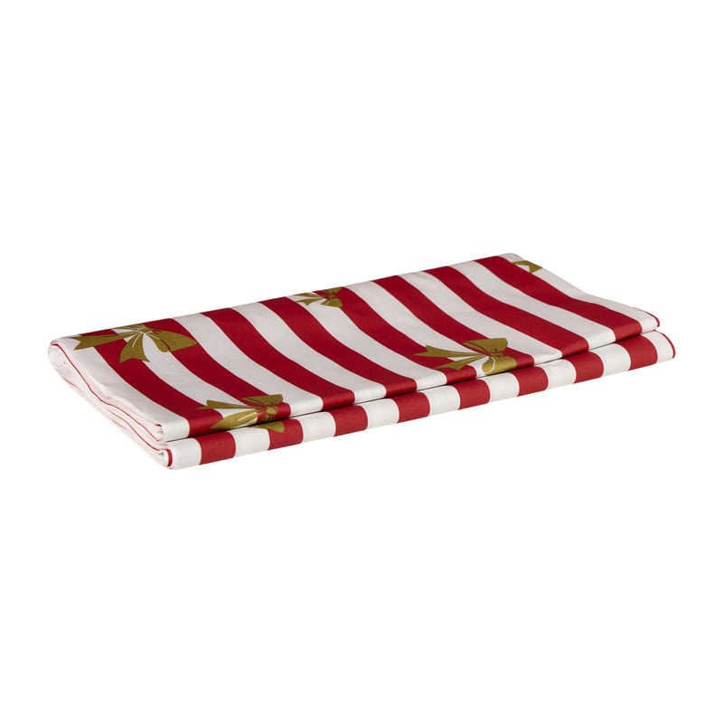 Tafelkleed strikjes en strepen - rood/wit - 138x220 cm