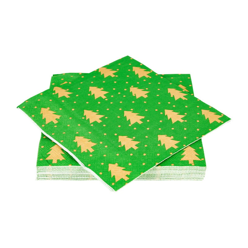 Servetten boom - goud/groen - set van 20 - 33x33cm
