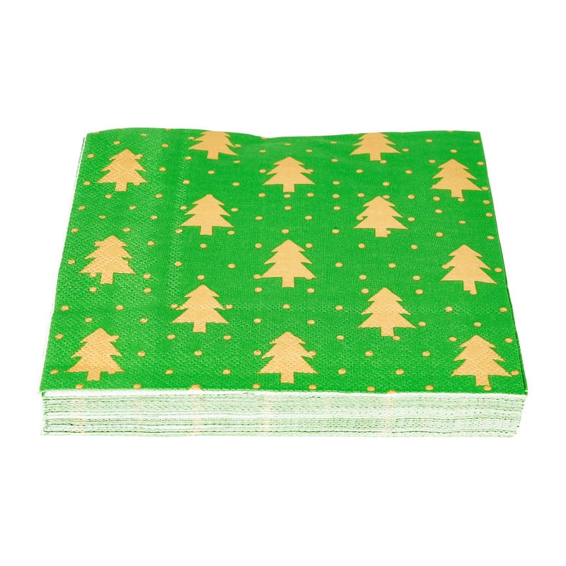 Servetten boom - goud/groen - set van 20 - 33x33cm