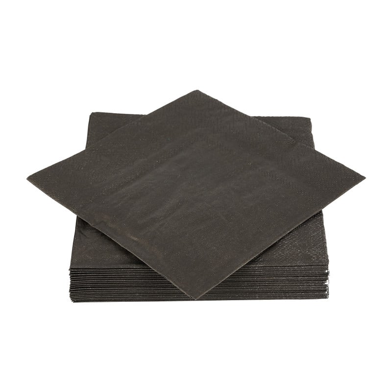 Snackservetten - zwart - 20 stuks - 25x25cm