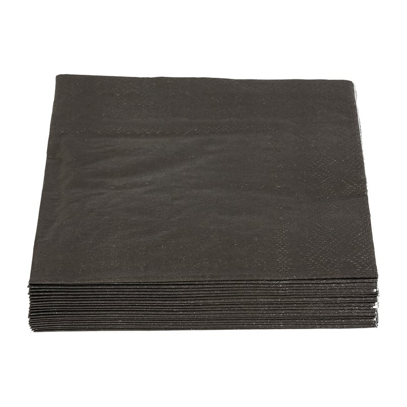Snackservetten - zwart - 20 stuks - 25x25cm