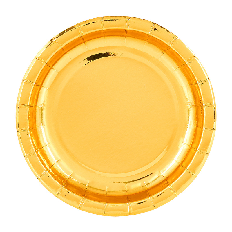 Papieren bordjes goud - Ø18cm - set van 8