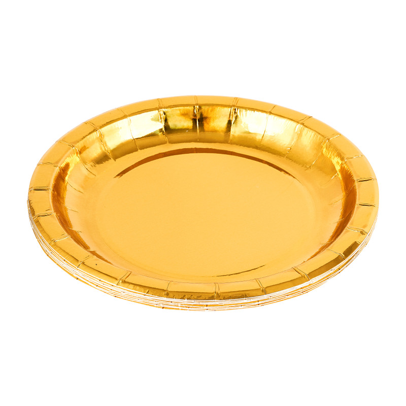 Papieren bordjes goud - Ø18cm - set van 8