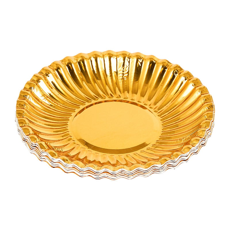 Mini papieren bordjes goud - Ø10cm - set van 8