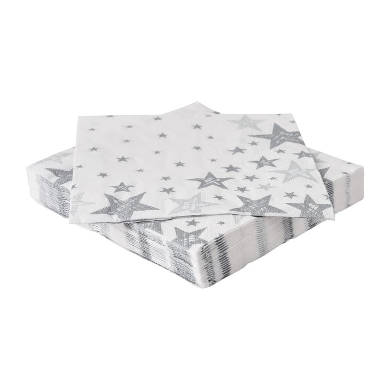 Duni servetten - star silver - 33x33 cm