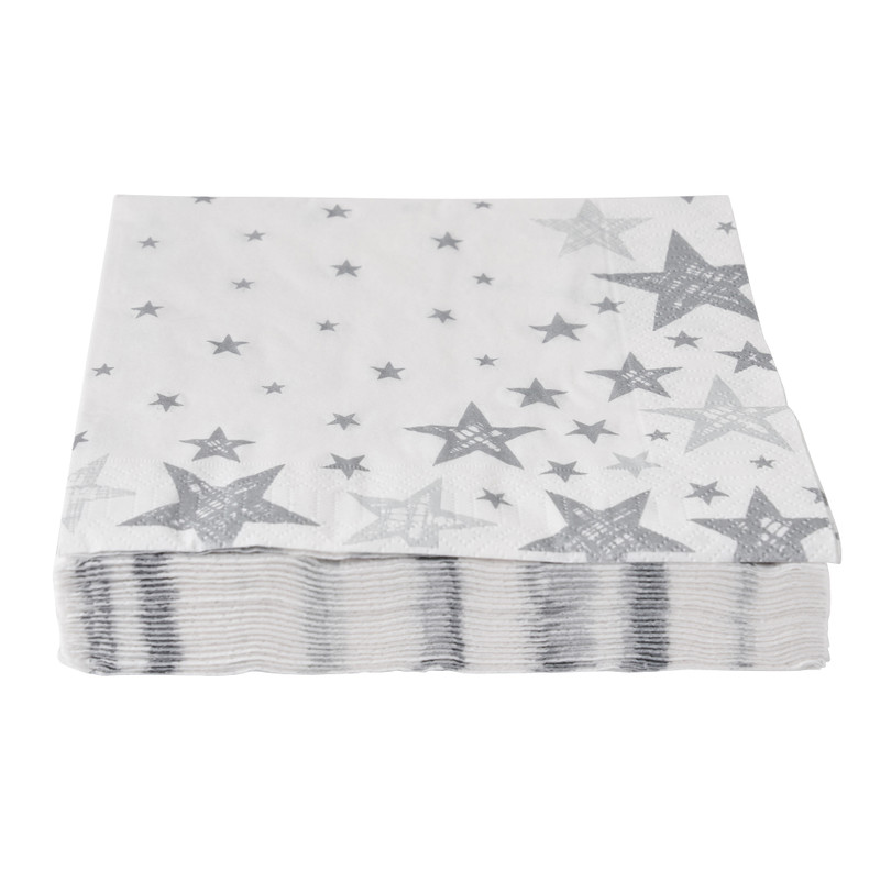 Duni servetten - star silver - 33x33 cm