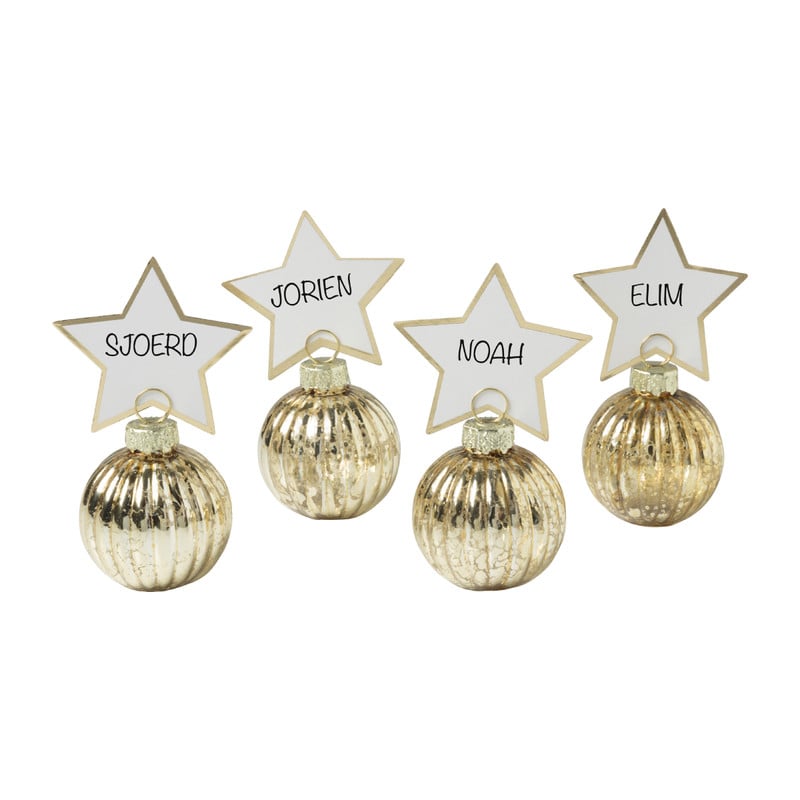 Kerstbal naamkaartje - set van 4 - 21x5.5x4.5 cm
