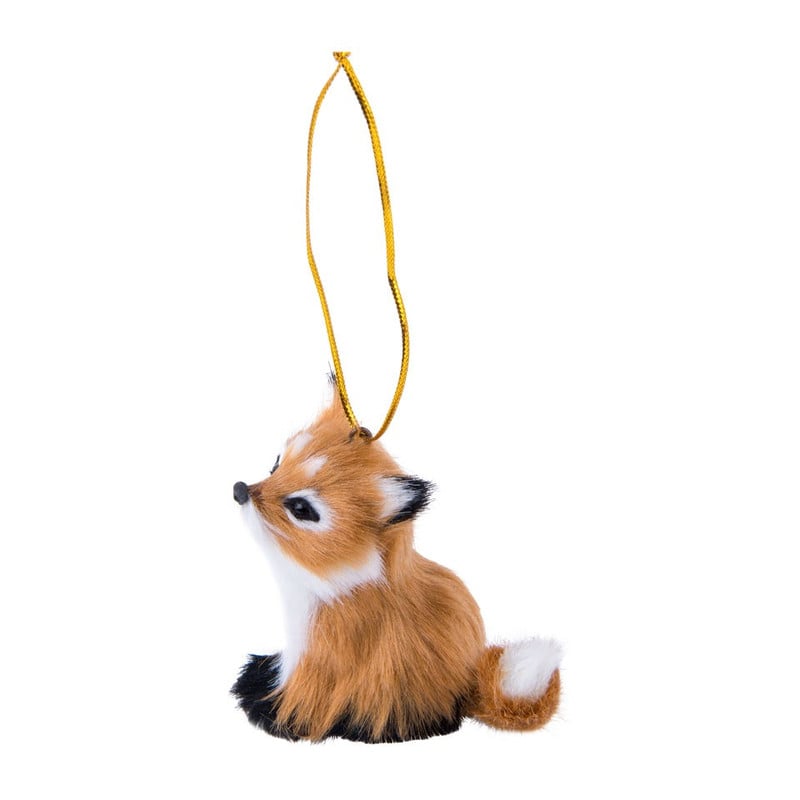 Kersthanger vos - faux fur - 7x7 cm