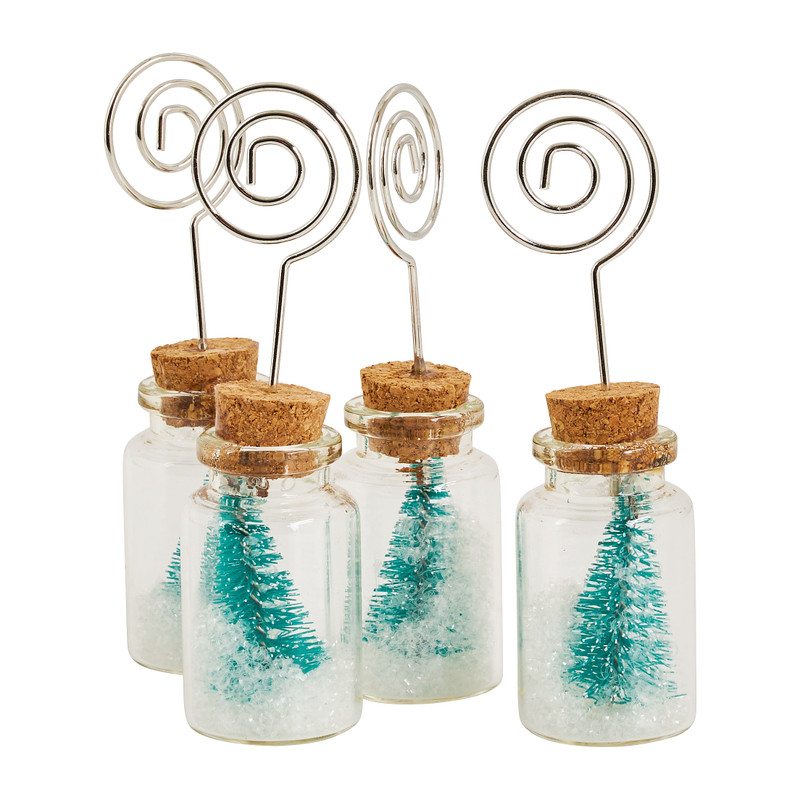 Naamkaartjeshouder kerstboom in flesje - 4 stuks