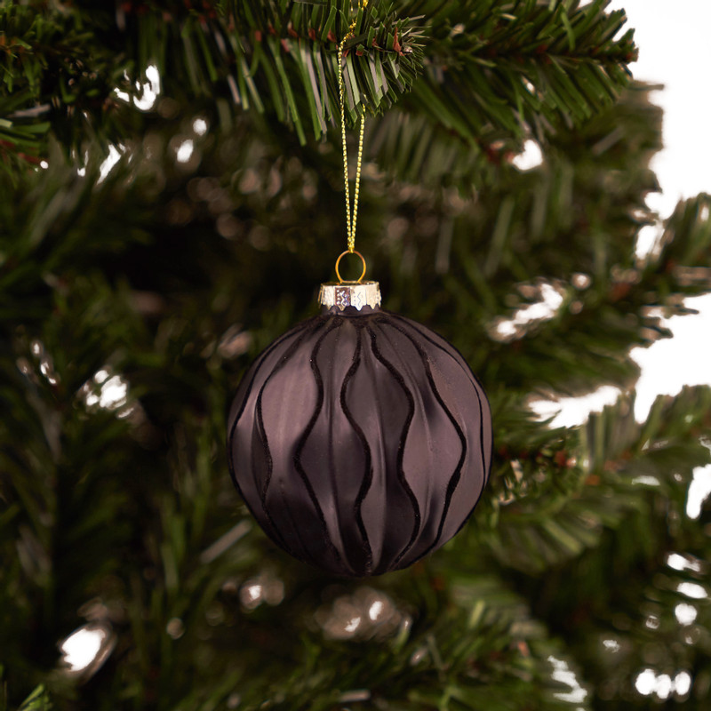 Kerstbal reliëf - zwart 