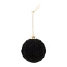 Kerstbal velvet zwart bobbels