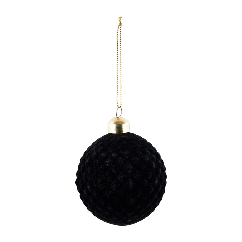 Kerstbal reliëf - Zwart - 8 cm