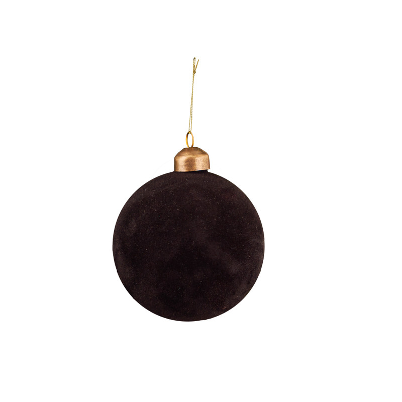 Kerstbal velours - zwart - ⌀8 cm