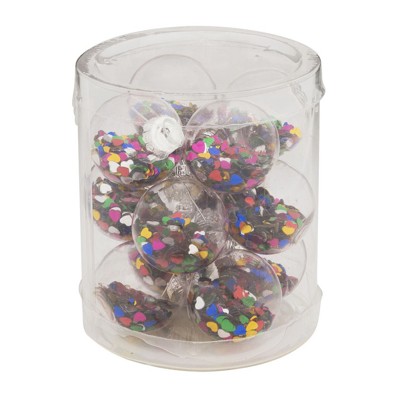 Mini kerstballetjes glitter - 3 cm - set van 12