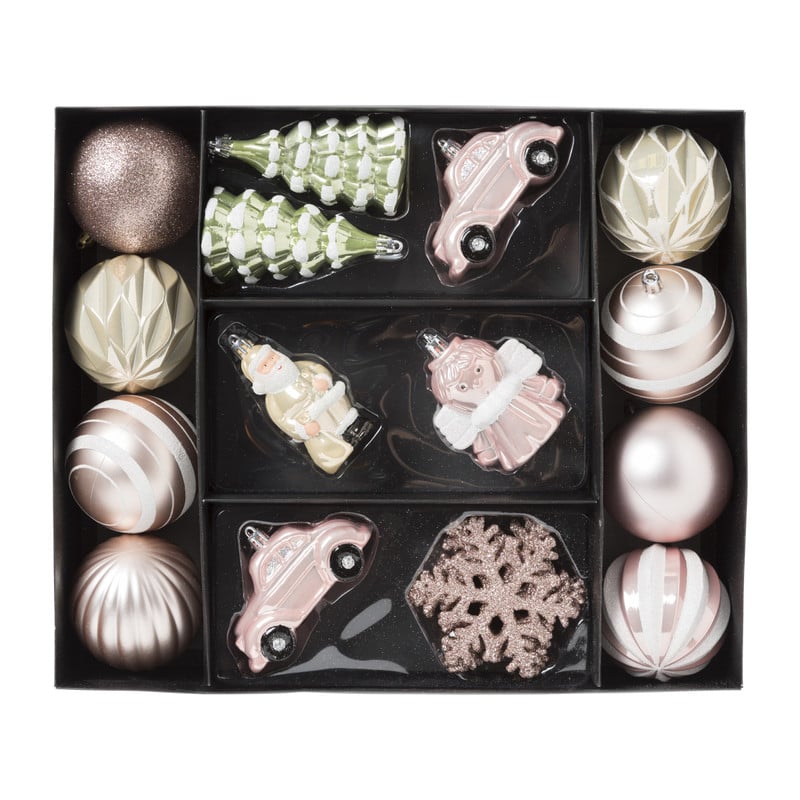 Kersthangers - creme/roze - 20 stuks