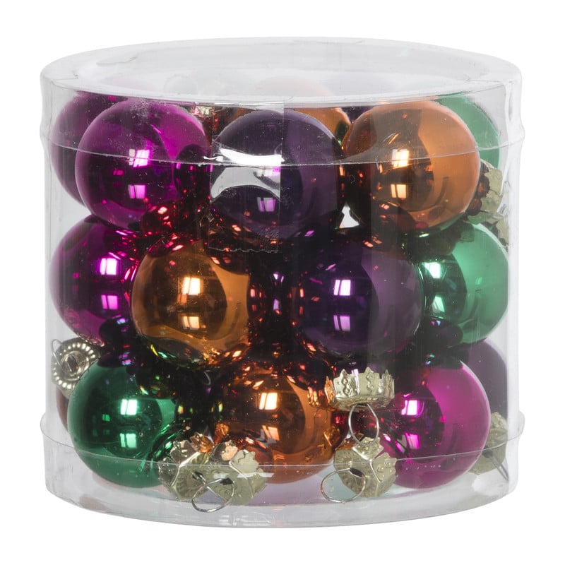 Kerstbal box boho - multikleur - set van 24