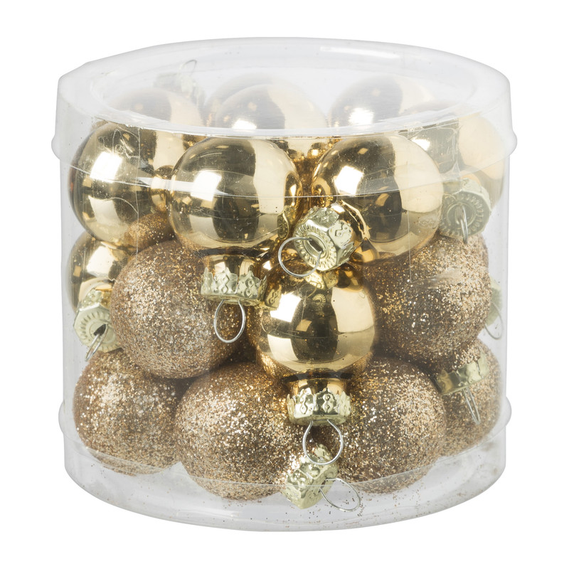 Kerstbal box - goudkleurig - set van 24