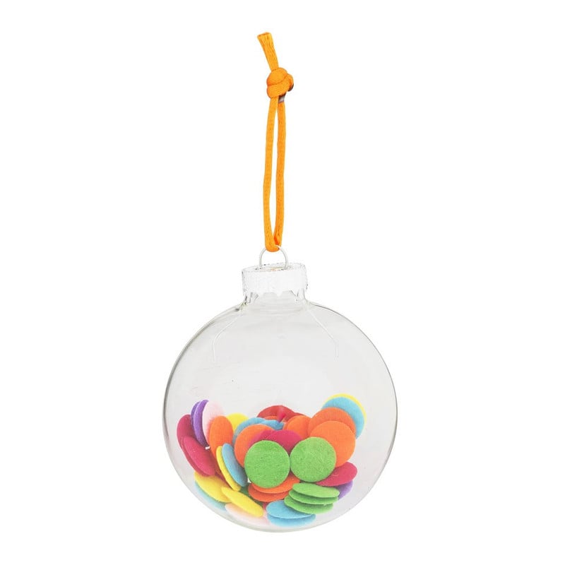 Kerstbal met vilt decoratie - 7 cm