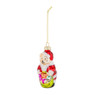 Kerstbal beer santa - mat rood - glas