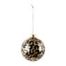 Kerstbal luipaard - zwart/goud - ø8 cm 