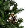 Kerstbal luipaard - zwart/goud - ø8 cm 