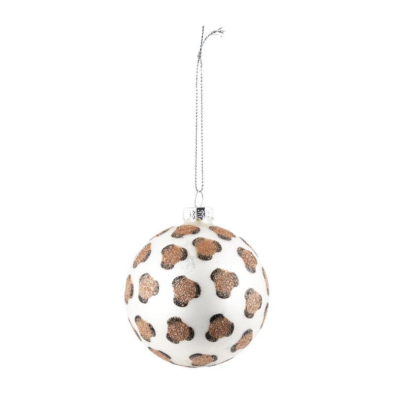 Kerstbal luipaard - Zilver - ø8 cm