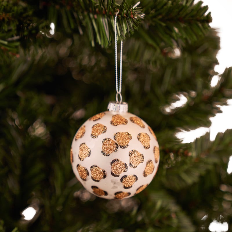 Kerstbal luipaard - Zilver - ø8 cm