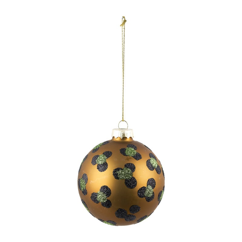 Kerstbal luipaard - Groen - ø8 cm