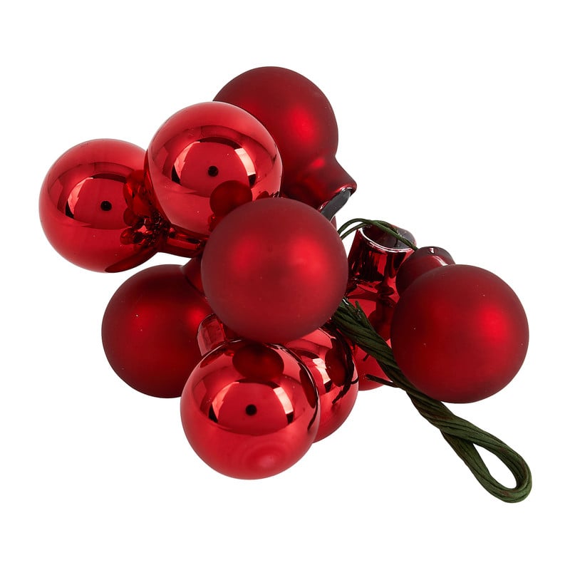 Kerstballetjes op draad - rood - diverse varianten - ø2 cm