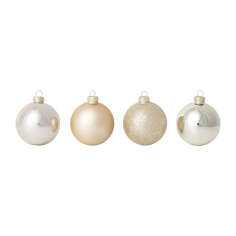 Box met kerstballen - goudkleurig - ø7 cm - set van 8