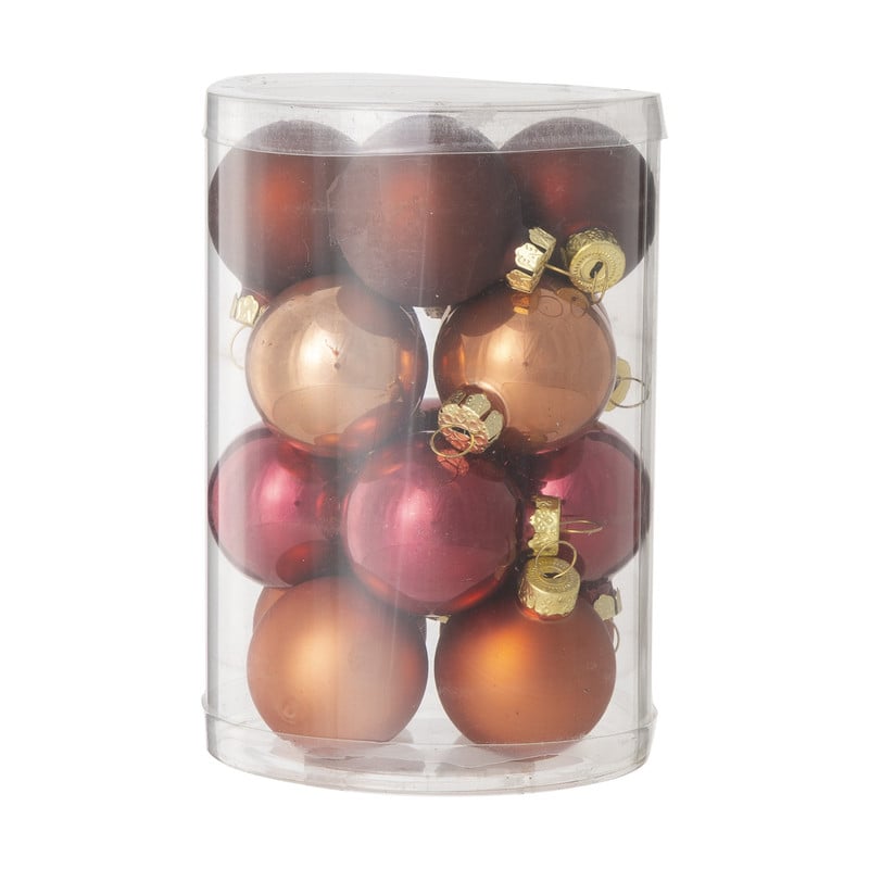 Box met kerstballen - rood - ø4 cm - set van 16
