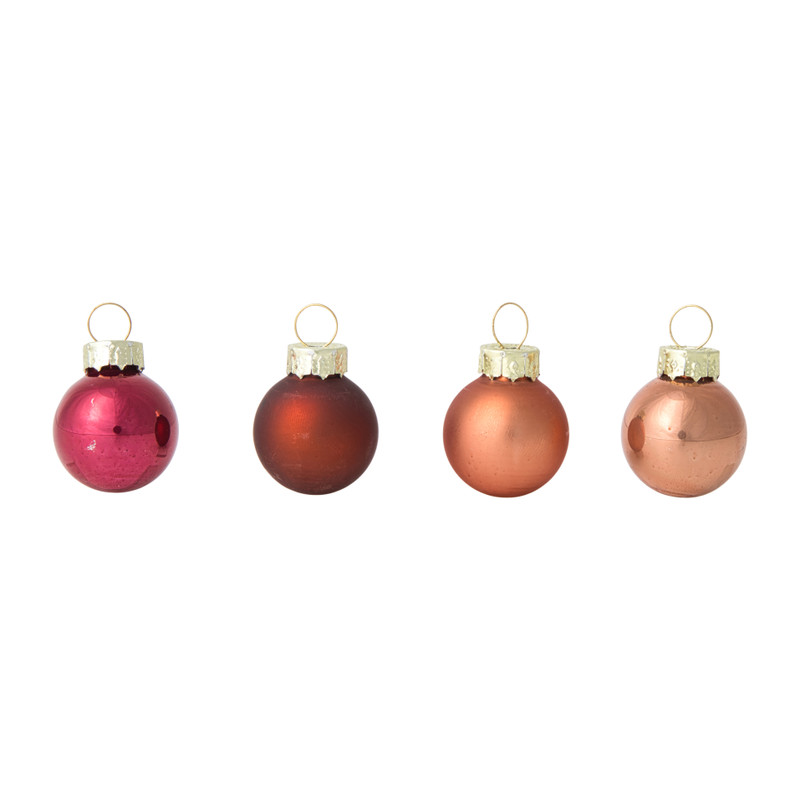 Box met kerstballen - rood - ø2.5 cm - set van 16