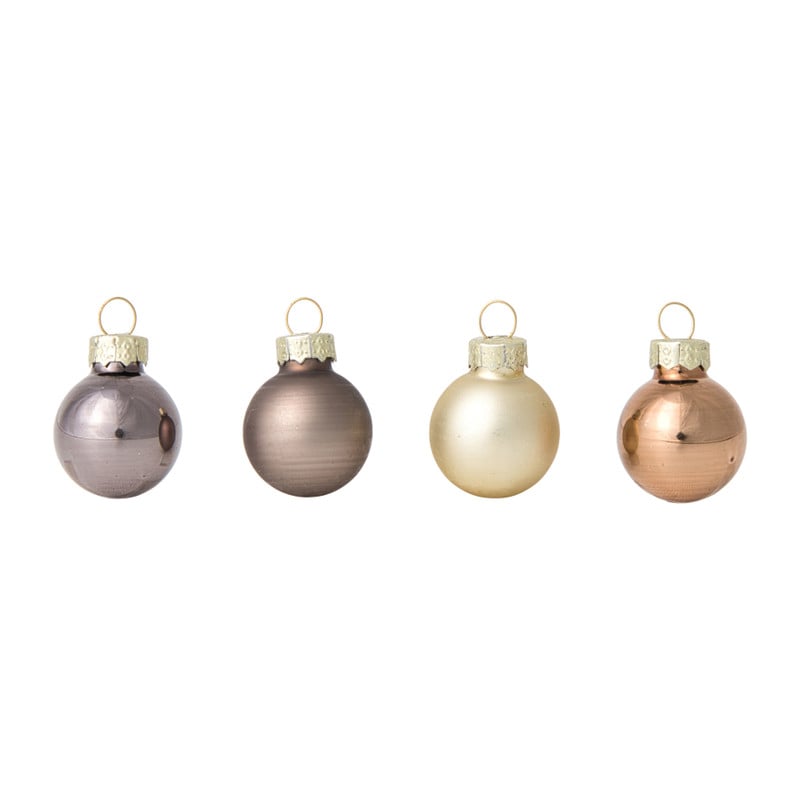 Box met kerstballen - bruin - ø2.5 cm - set van 16