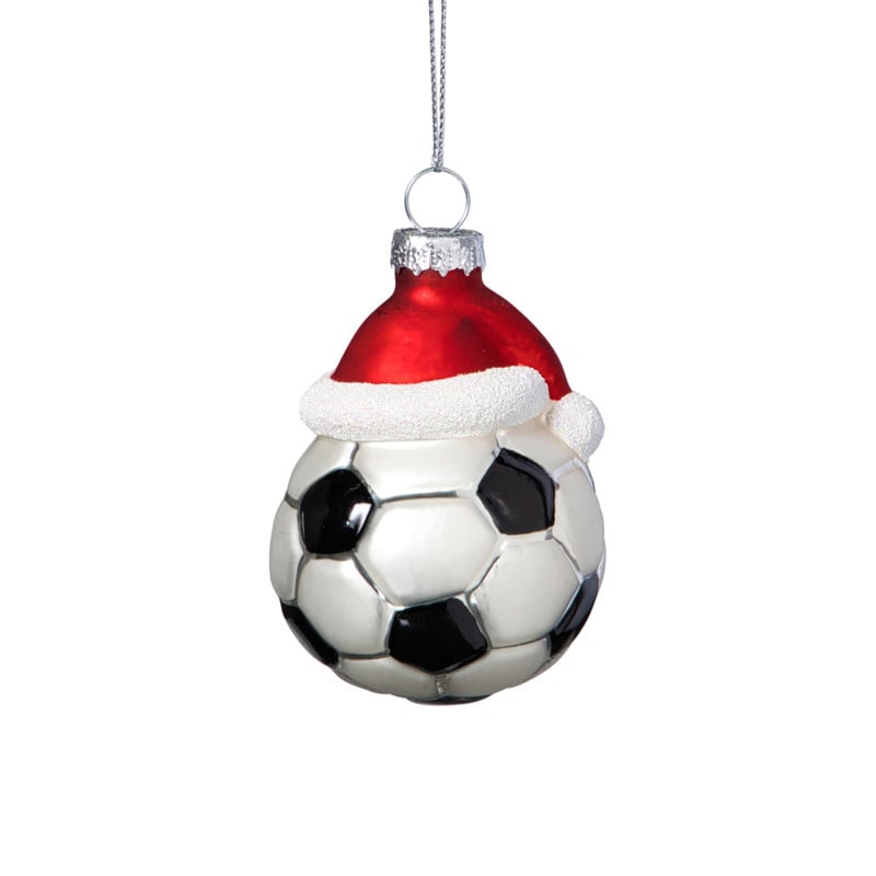 Kersthanger voetbal - zwart/wit- ø6.3x7.8 cm
