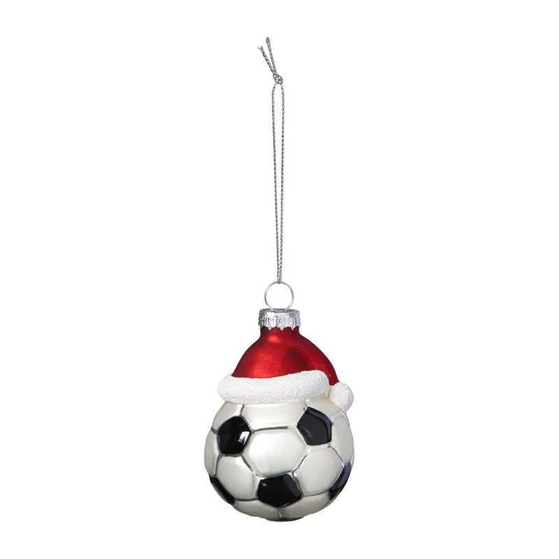 Kersthanger voetbal - zwart/wit- ø6.3x7.8 cm