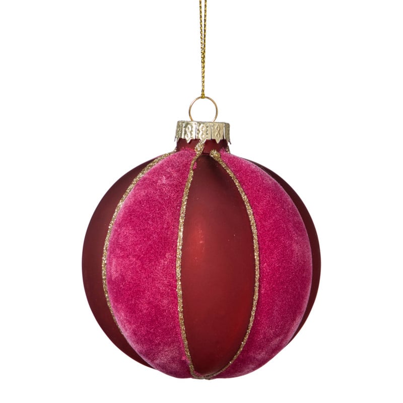 Kerstbal twist - paars/roze