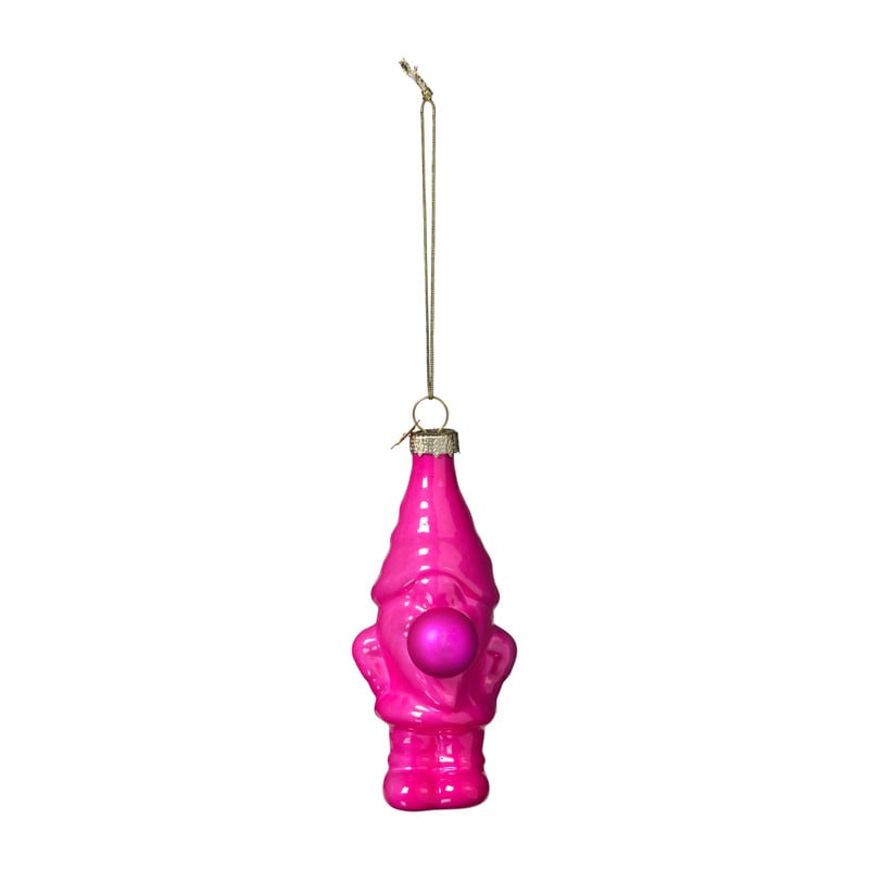 Kersthanger kabouter - roze - 10.5x5.3x4.7 cm