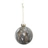 Kerstbal marble - wit/goudkleurig/zwart - ø8 cm