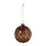 Kerstbal bladeren - donkerbruin - ø8 cm