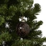 Kerstbal bladeren - donkerbruin - ø8 cm
