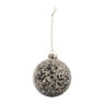Kerstbal met goudkleurigen vlokken - zwart/goudkleurig - ø8 cm